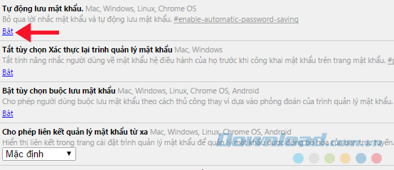 Tự động lưu mật khẩu Tự động lưu mật khẩu
