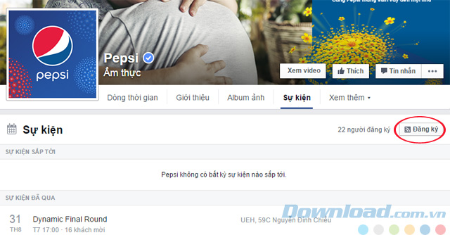 Đăng ký nhận sự kiện