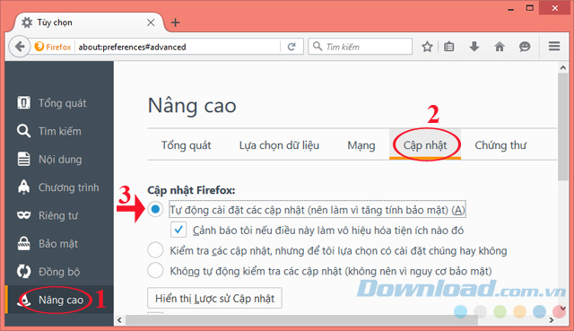 Tự động cập nhật và cải thiện tính bảo mật