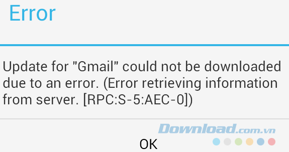 Lỗi RPC:S-5 trên CH Play Lỗi RPC:S-5 trên CH Play