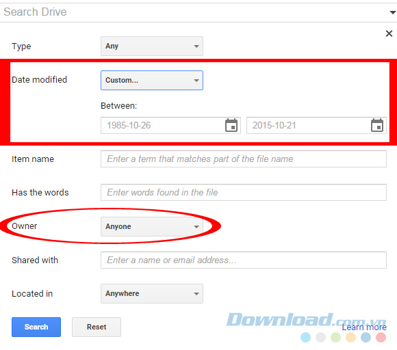 Tìm kiếm trên Google Drive theo người gửi Tìm kiếm trên Google Drive theo người gửi