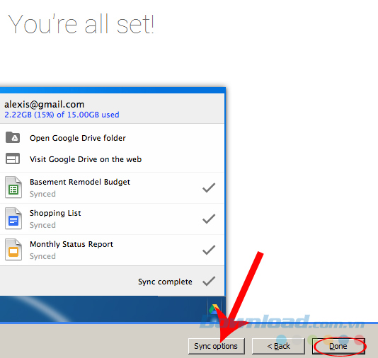 Sync options Sync options