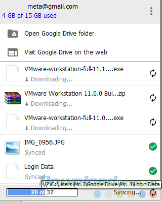 Quá trình đồng bộ dữ liệu giữa Google Drive trên máy tính và trên web Quá trình đồng bộ dữ liệu giữa Google Drive trên máy tính và trên web