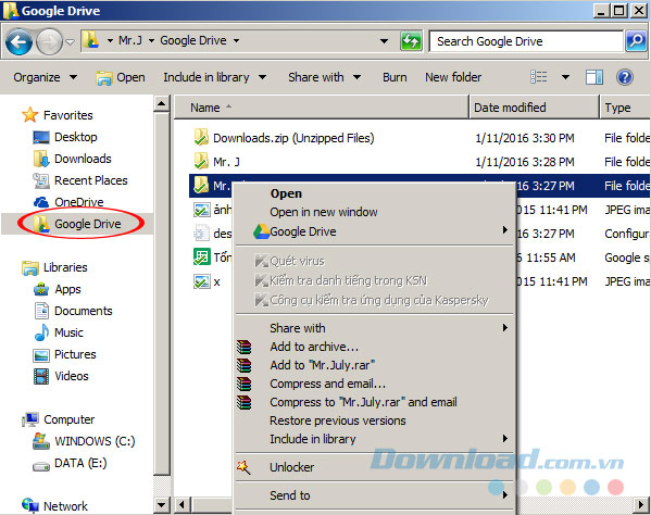 Lấy dữ liệu từ Google Drive trên máy tính Lấy dữ liệu từ Google Drive trên máy tính