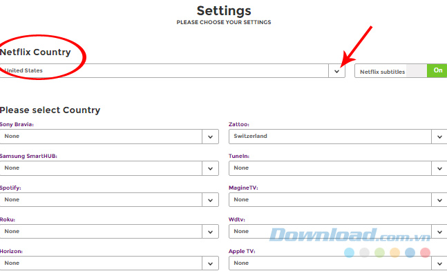 Đổi sang Quốc gia khác