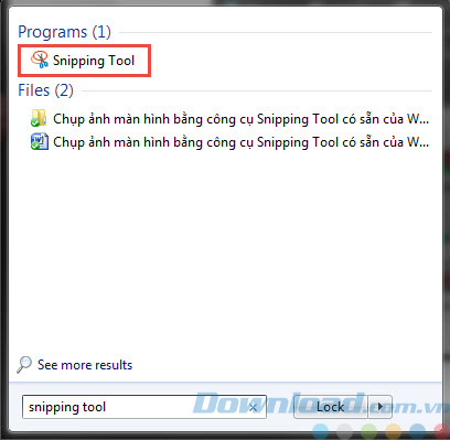 Tìm Snipping Tool trên Windows 7 Tìm Snipping Tool trên Windows 7