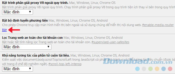 Bật bộ định tuyến phương tiện
