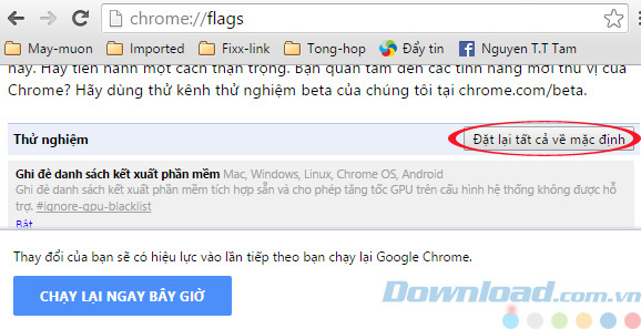 Đặt lại mặc định