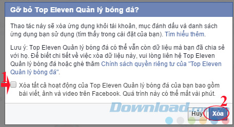 Xác nhận gỡ ứng dụng trên Facebook Xác nhận gỡ ứng dụng trên Facebook