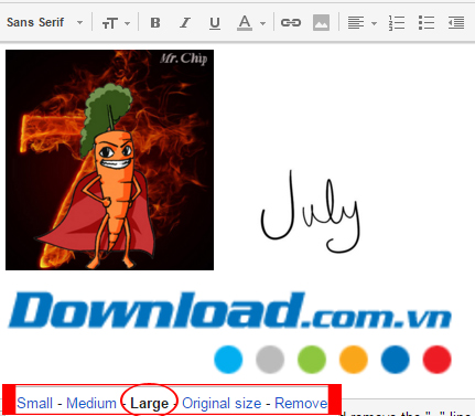 Điều chỉnh kích thước chữ ký ảnh Gmail Điều chỉnh kích thước chữ ký ảnh Gmail