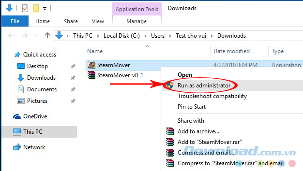 Chạy file SteamMover Chạy file SteamMover