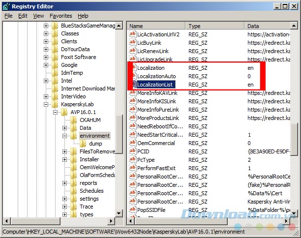 Thay đổi tiếp các giá trị còn lại