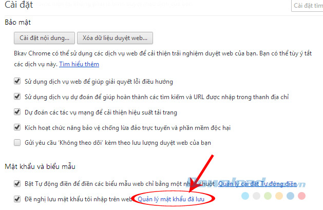Quản lý mật khẩu trên Bchrome Quản lý mật khẩu trên Bchrome