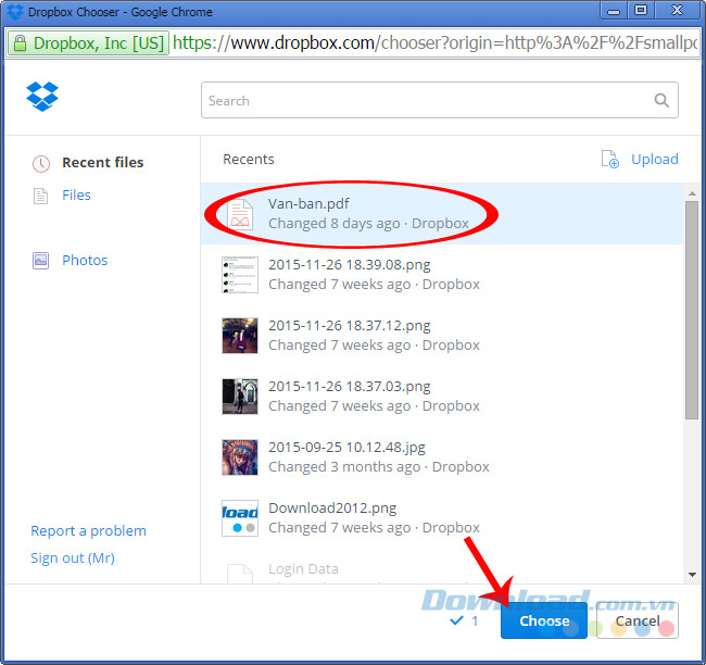 lấy file từ Dropbox lấy file từ Dropbox