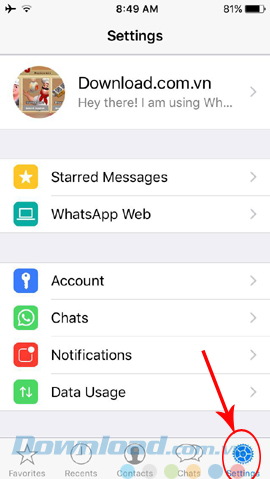 Biểu tượng cài đặt WhatsApp