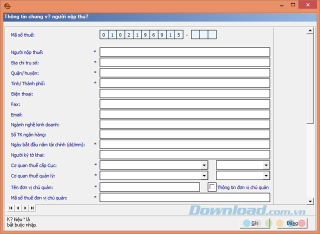 Điền đầy đủ thông tin nộp thuế