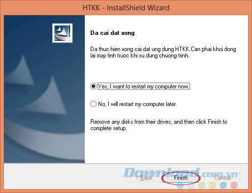 Kết thúc cài đặt HTKK