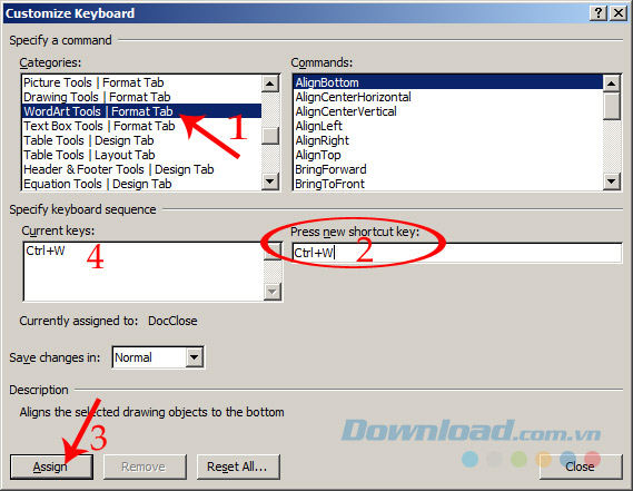 Tạo phím tắt trong Word 2007