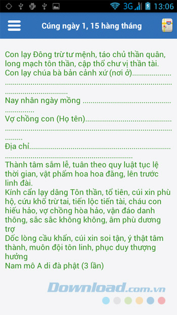 Văn khấn mùng 1, ngày rằm