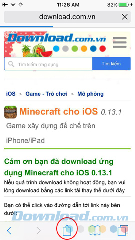 Mở trang cần lưu trên iPhone