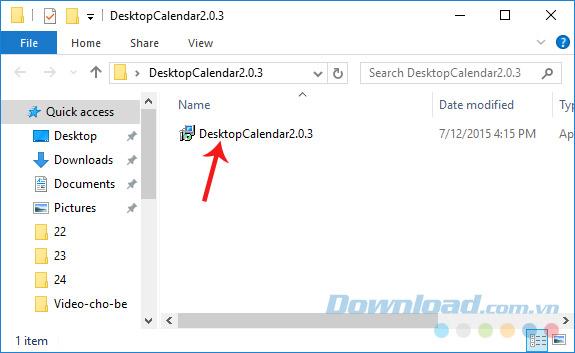 Nhấn đúp vào file cài đặt