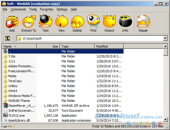 Giao diện WinRAR được thay đổi