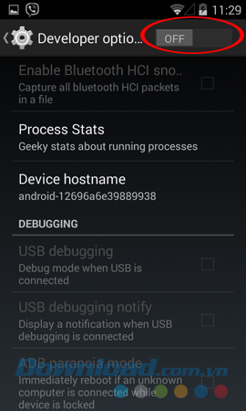 Developer Options off