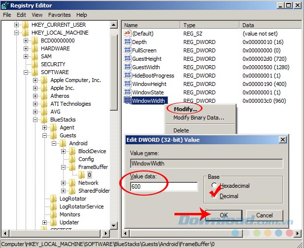 Thay đổi chiều rộng Thay đổi chiều rộng