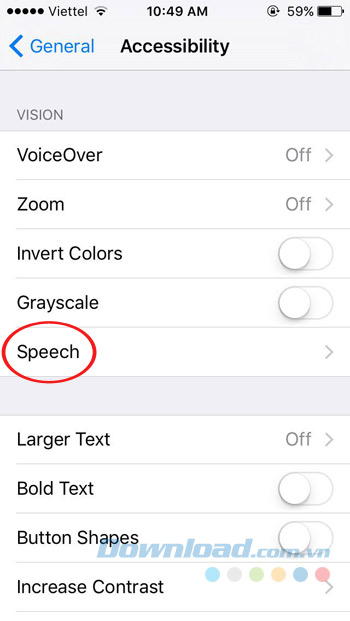 Nhấn vào Speech Nhấn vào Speech
