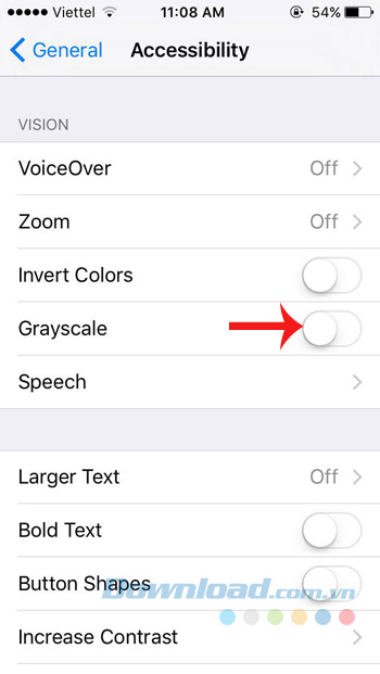 Bật chế độ Grayscale Bật chế độ Grayscale