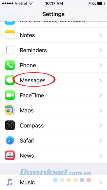 Nhấn vào Messenger Nhấn vào Messenger