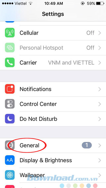 Vào phần General Vào phần General