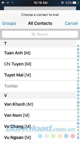 Chọn người gửi