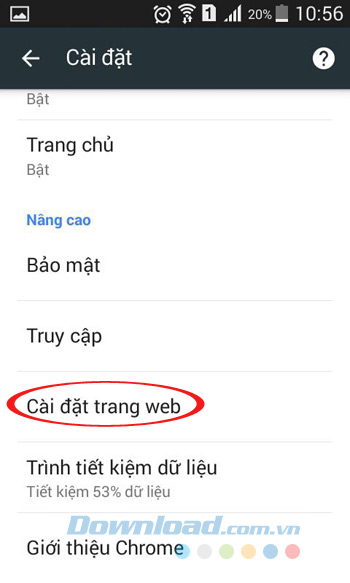 Cài đặt trang web
