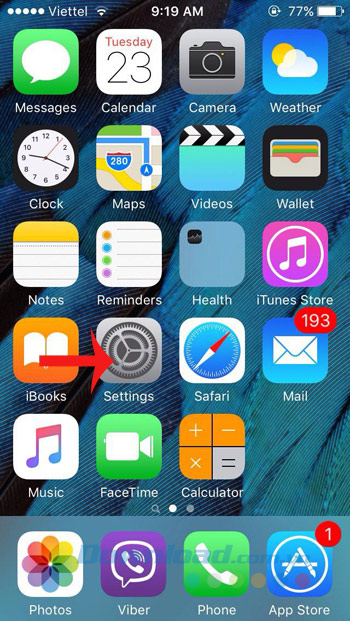 Nhấn vào phần Cài đặt