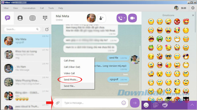 Gửi file qua Viber trên PC