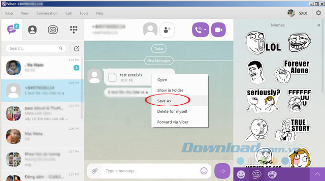 Nhận file qua Viber trên PC