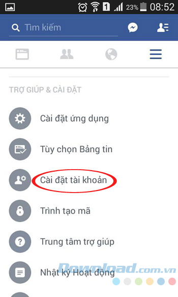 Cài đặt tài khoản