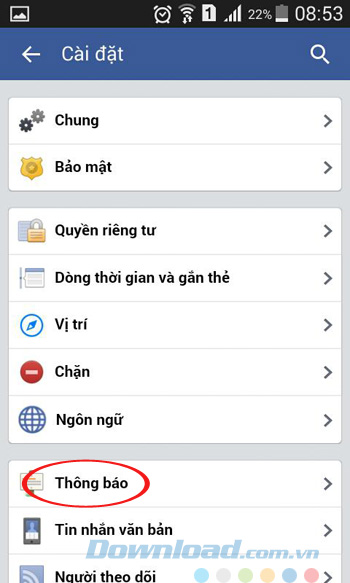 Cài đặt thông báo