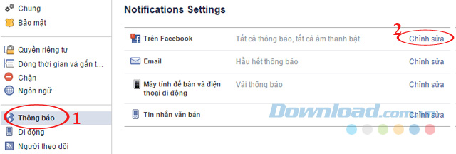 Cài đặt thông báo