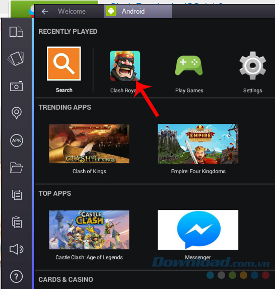 Cài Clash Royale cho BlueStacks