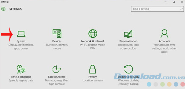 Mở System Mở System