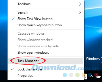 Nhấn vào Task Manager Nhấn vào Task Manager