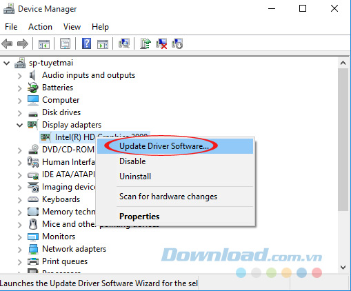 Cập nhật driver Cập nhật driver