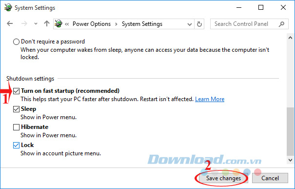 Tắt tính năng khởi động nhanh Tắt tính năng khởi động nhanh