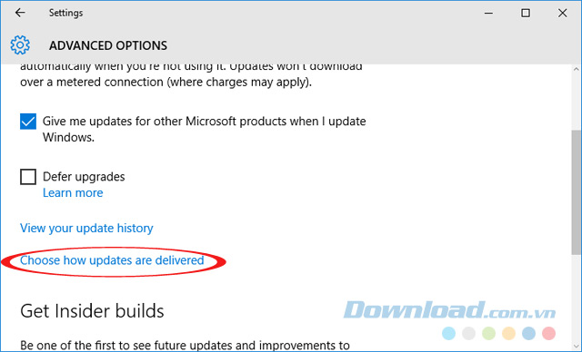 Tùy chọn cài đặt nâng cao Tùy chọn cài đặt nâng cao