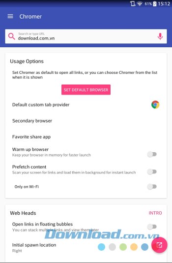 Giao diện ứng dụng Chromer Giao diện ứng dụng Chromer
