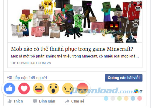 Biểu thị cảm xúc mới của Facebook trên máy tính Biểu thị cảm xúc mới của Facebook trên máy tính