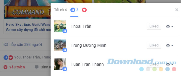 Danh sách tương tác