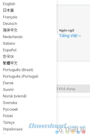 Thay đổi ngôn ngữ Thay đổi ngôn ngữ